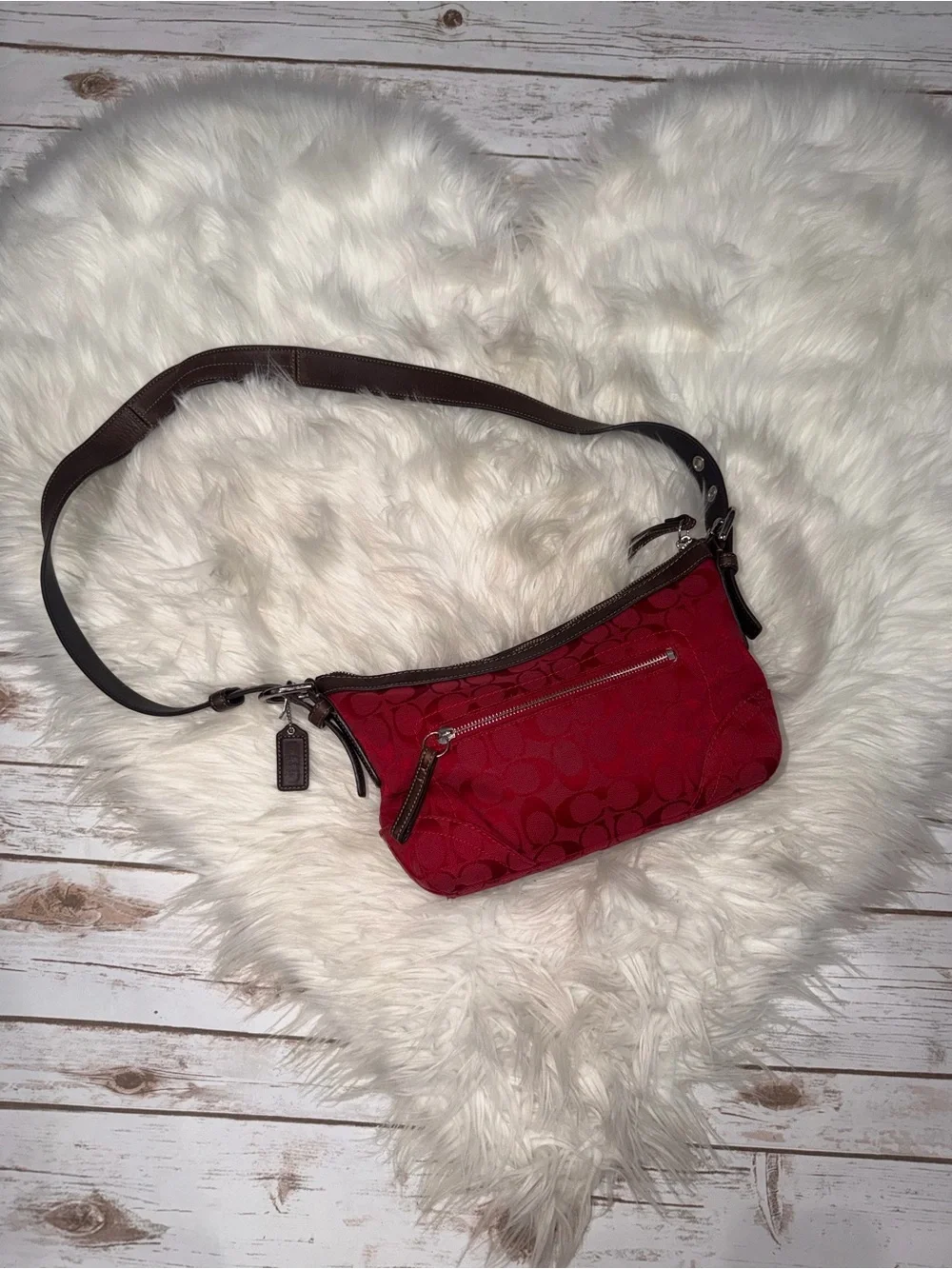 COACH Y2K Vintage Signature Sufflette Shoulder/Crossbody Bag Red 12884